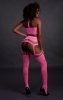 Two piece with crop top and stockings - pink - XS/XL